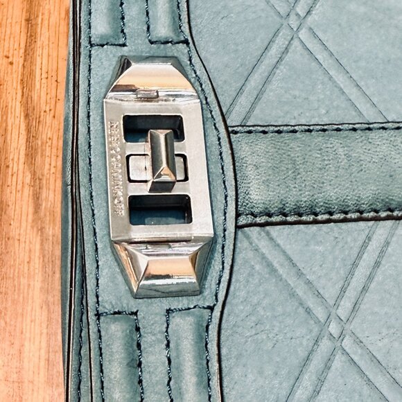 Rebecca Minkoff Love Quilted Suede Crossbody Bag Light Blue NWT - Picture 13 of 16
